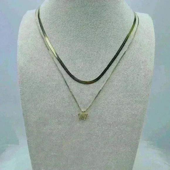 Butterfly Layered Necklace in Gold - Picture 5 of 5